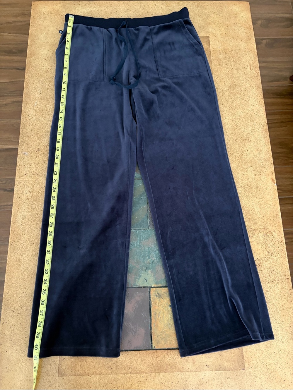 Women’s Large Navy Blue Velour Lounge Pants - Lauren Ralph Lauren